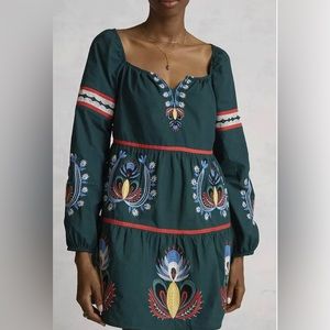 Anthropologie Anthro Letmebe Let Me Be Embroidered Tunic Mini Dress NWT $170 M